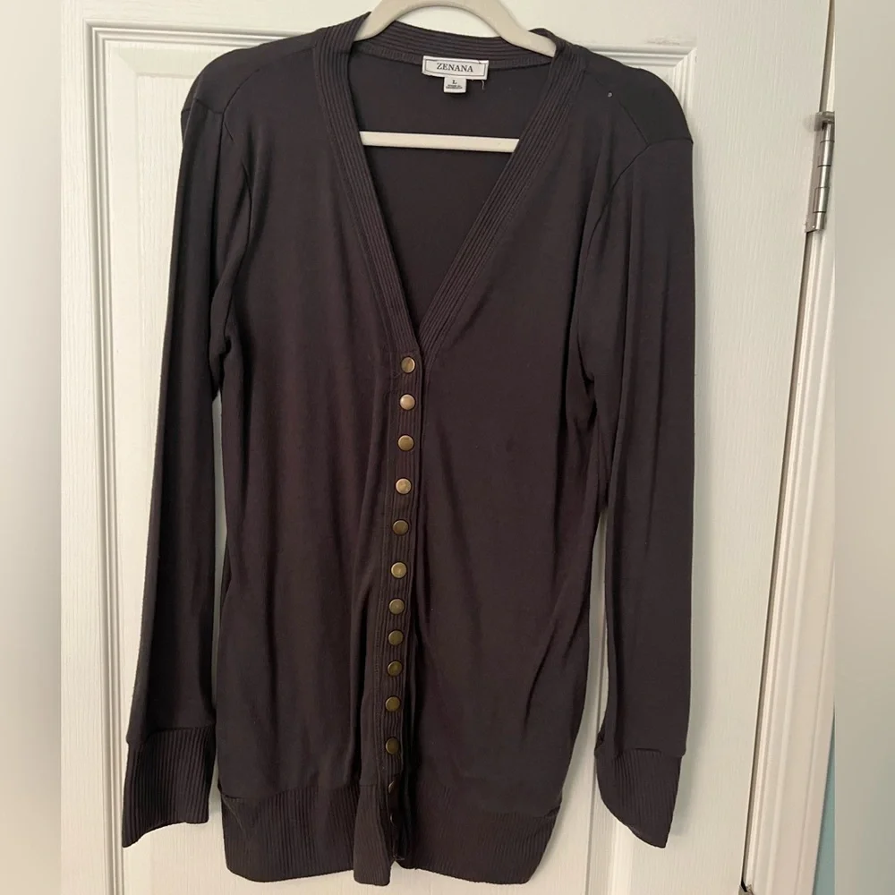 Gray V Neck Cárdigan - Picture 1 of 1